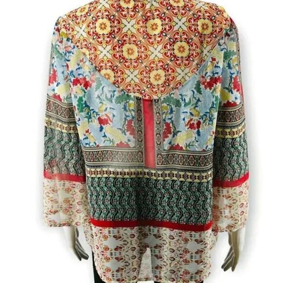 Fig and Flower Peasant Top Floral Sheer Boho Size Small - Picture 4 of 10